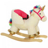 Qaba Baby Rocking Horse, Plush Animal Rocker For Toddlers Aged 18-36 Months, Stuffed Ride Toy With S