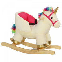 Qaba Baby Rocking Horse, Plush Animal Rocker For Toddlers Aged 18-36 Months, Stuffed Ride Toy With S