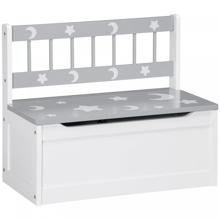 Qaba Kids Toy Storage Box Chest with Lid, Toddler Children Playroom Bedroom Furniture, Toy Organizer and Storage Bin, Grey