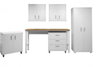 Fortress Modern 6-Piece Garage Set in White Garage Storage 