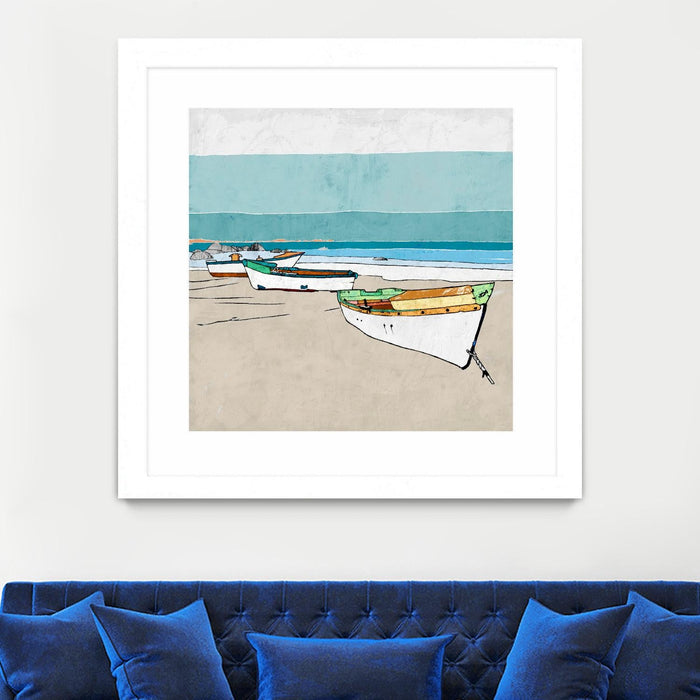 \"Lined Up\" Matted and Framed White 30x30 Wall Art
