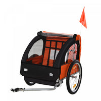 Aosom 2-seat Child Bike Trailer For Kids With A Strong Steel Frame, 5-point Safety Harnesses, & Comf