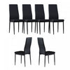 Ava Modern Diamond Grid Pattern Dining Chair Set (6-Pack) with Fireproof Leather and Metal Frame,Black  