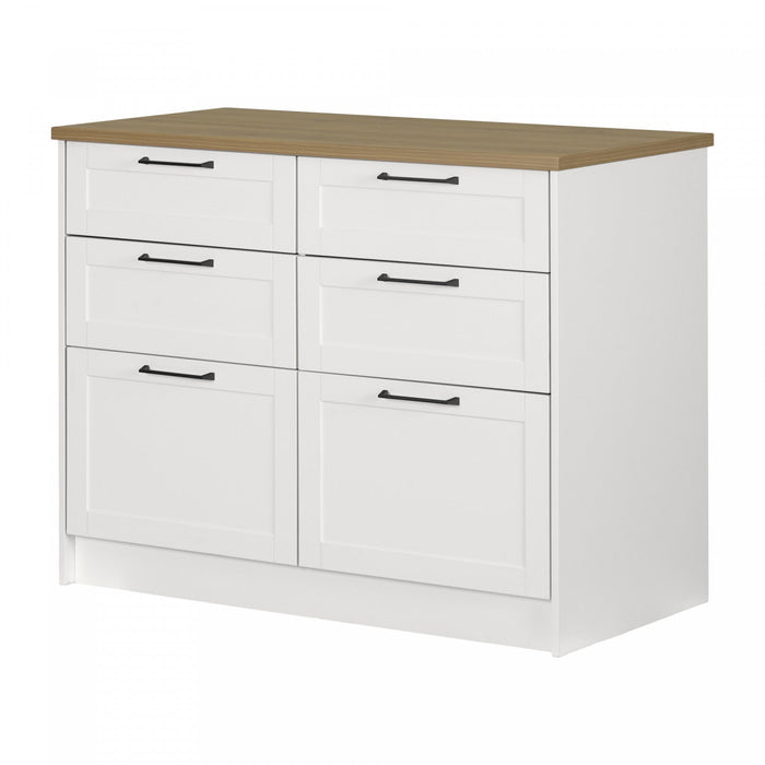 Toscano 6-drawer Kitchen Island - White And Maple Nutmeg 