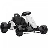 Qaba Electric Go Kart, 24V 9Ah Big Battery, Kids Drift Kart with Dual 150W Motors, Adjustable Seat & 11.2MPH High Speed, Slow Start, 5-Point Harness, for 6-12 Years, White