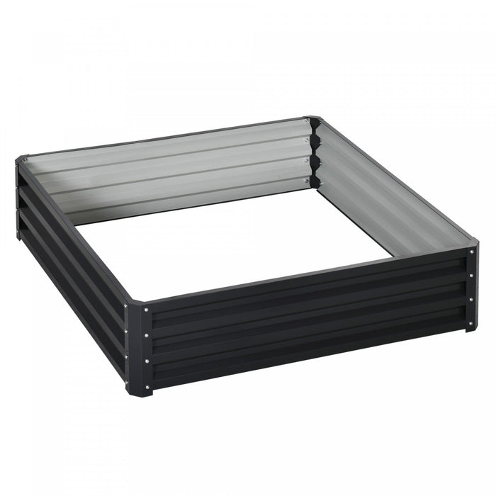 Outsunny 4' X 4' X 1' Raised Garden Bed Galvanized Steel Planter Box For Vegetables, Flowers, Herbs,