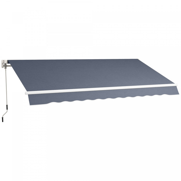 Outsunny 12' X 8' Retractable Awning Patio Awnings Sun Shade Shelter Grey