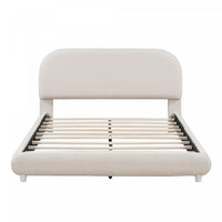 Sophie Teddy Fleece Upholstered Platform Bed with Soft Fabric and Sturdy Frame,Full Size,Beige Full Bed  