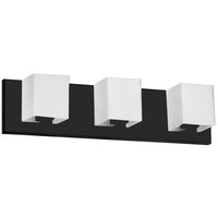 Dainolite Verona 3 Light Vanity Light Matte Black White Glass Shade Lamp