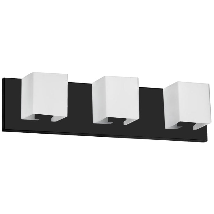 Dainolite Verona 3 Light Vanity Light Matte Black White Glass Shade Lamp