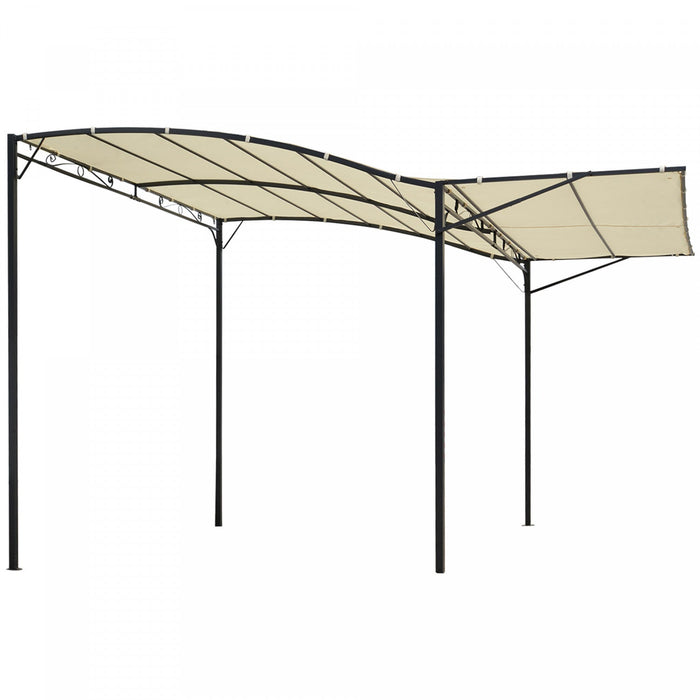 Outsunny 10x8ft Patio Metal Gazebo With Extendable Side Awning Outdoor Shelter Garden Sun Shade Cano