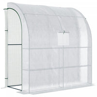Outsunny 7' X 3' X 7' Outdoor Lean-to Walk-in Greenhouse, Plant Gardening Green House With Roll-up M