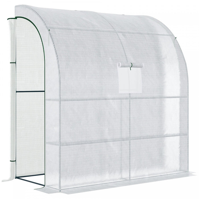 Outsunny 7' X 3' X 7' Outdoor Lean-to Walk-in Greenhouse, Plant Gardening Green House With Roll-up M