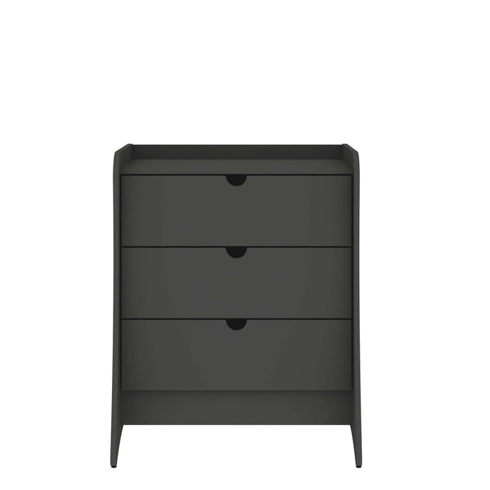 Coney Mid-Century Modern 28\" Nightstand in Charcoal Gray (3-Drawer) 