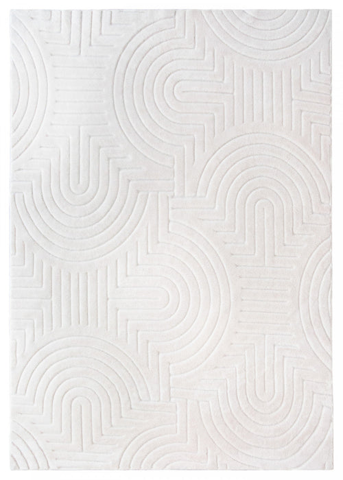 Velvet Cream Circles Washable Shag Area Rug 5'x7' Indoor Area Rug 