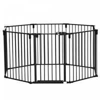 Pawhut Pet Safety Gate 8-panel Playpen Fireplace Christmas Tree Steel Fence Stair Barrier Room Divid