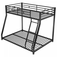 John Space-Saving Metal Floor Bunk Bed,Twin over Full,Black  