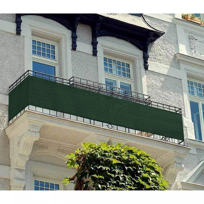 Privacy Balcony Cover Green Drapes and Blinds