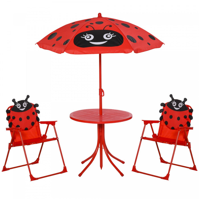 Outsunny Kids Folding Picnic Table And Chair Set Pattern Outdoor Garden Patio Backyard With Removabl