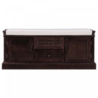 Boyce Solid Wood Storage Bench With 4-door Shoe Cabinet With Cushion -Espresso 