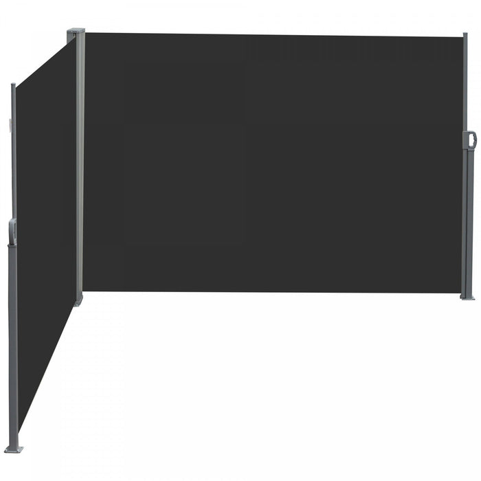 Outsunny Double Retractable Side Awning 236\" X 63\" Patio Screen Black