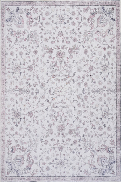 Aqua Primavera Washable Non-slip Low Pile Area Rug 5'x7' 