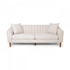 Taylor 84.5\" Linen-look Fabric Condo Size Sofa With Wood Legs - Beige White 