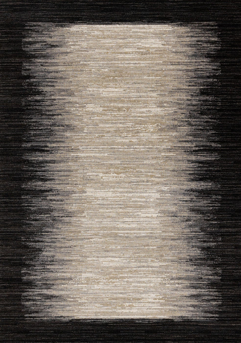 Amelia Dense Black Beige Border Area Rug - 5'3\" x 7'7\"