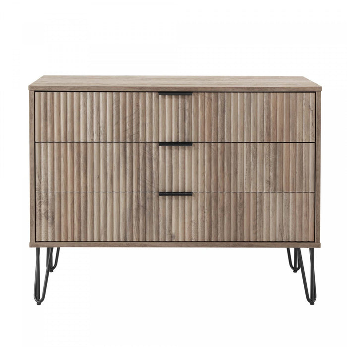 Dumbo Modern 35\" Fluted Dresser in Rustic Gray (3-Drawer) 