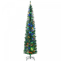 Homcom 7.5' Pencil Artificial Christmas Tree With Colourful Led Lights