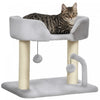 Pawhut Cat Tree, 16.5" Small Cat Tower Condo For Indoor Cats With Sisal Scratching Posts, Top Perch, Dangling Balls, Cat Activity Centre, Light Grey