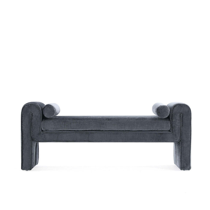 Concord Modern Glam Chenille Accent Bench in Black 