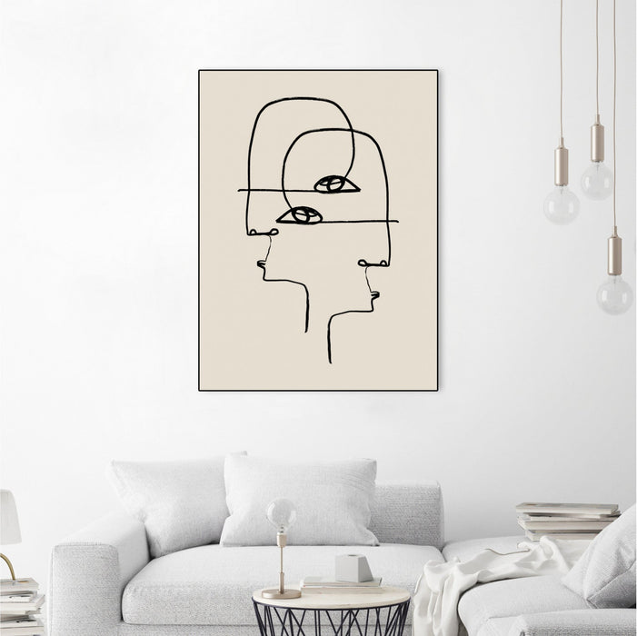 \"Faces\" Canvas Framed Black 30x40 Wall Art