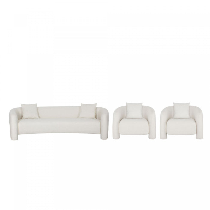 Sylvia Modern Glam 3-Piece Sofa Set in Ivory 