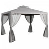 12' Outdoor Patio Gazebo Pavilion Canopy Tent With Netting, Light Grey