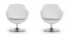 Caisson Modern Upholstered Swivel Lounge Chair in White - Set of 2 