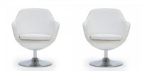 Caisson Modern Upholstered Swivel Lounge Chair in White - Set of 2 