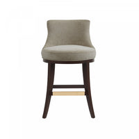 Lucia Modern Wood Chenille Counter Stool in Taupe Bar Stool 