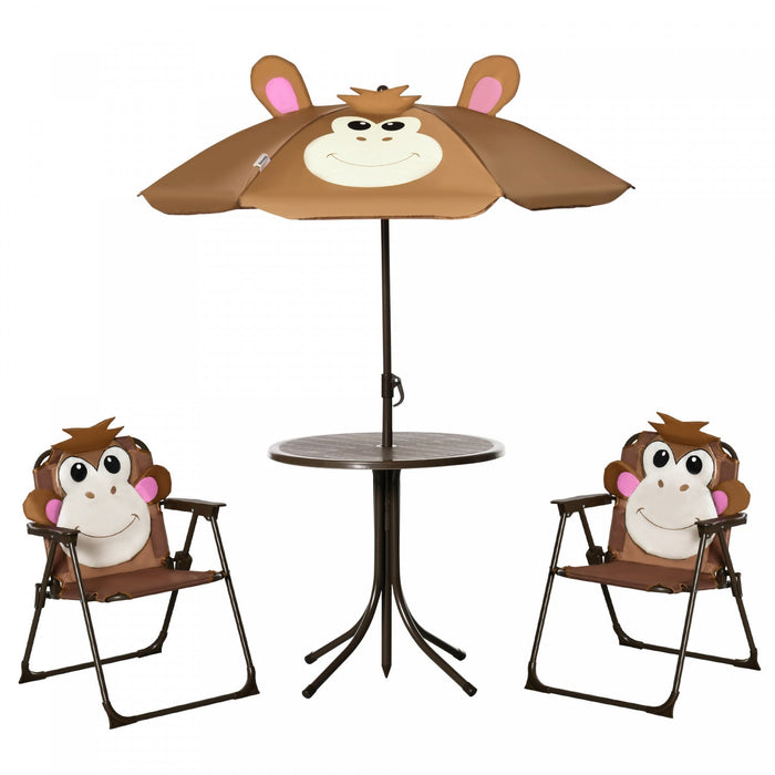 Outsunny Kids Folding Picnic Table And Chair Set Pattern Outdoor Garden Patio Backyard With Removabl