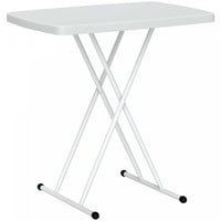 Outsunny Portable Patio Side Table, Adjustable Outdoor Side Table, White