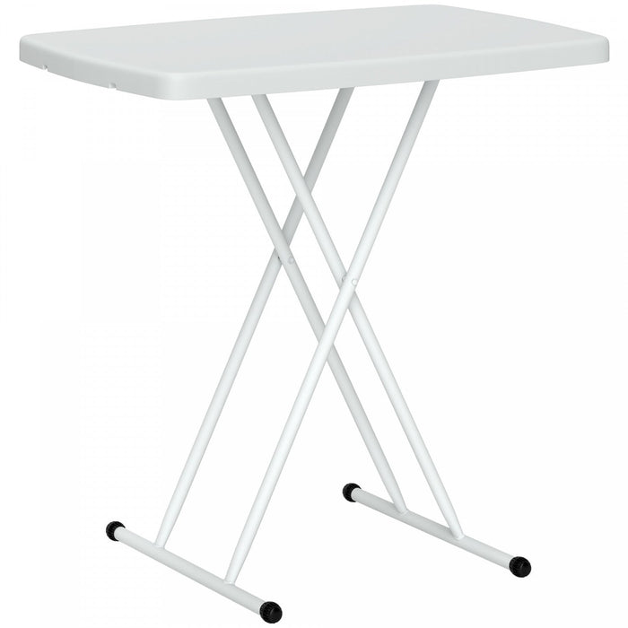 Outsunny Portable Patio Side Table, Adjustable Outdoor Side Table, White
