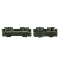 Verandah Mid-Century Modern 2-Piece Sofa Set in Olive Green 