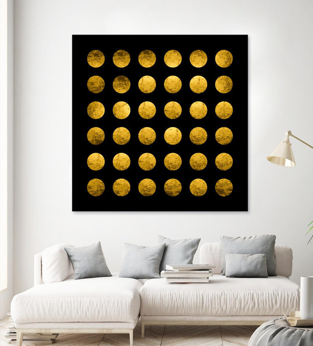 \"Golden Spots Black\" Giant Art 54x54 Wall Art