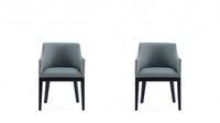 Gansevoort Modern Wood Vegan Leather Armchair in Pewter - Set of 2 