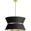 Dainolite Caterine 4 Light Pendant 24\" Dia Aged Brass Finish Gold Ring/Black Shade Lamp