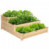 Costway 3 Tier Wooden Raised Vegetable Garden Bed Elevated Planter Kit Outdoor Gardening