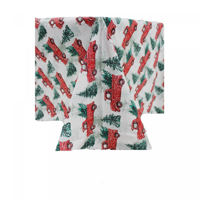 Cotton Tablecloth 52\" x 72\" Red Truck with Tree Tablecloths