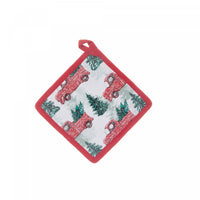 Cotton Potholder Red Truck with Tree - Set of 6 Kitchen Linen