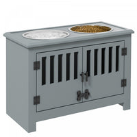 Pawhut Raised Dog Bowls, Elevated Dog Feeder With 2 Stainless Bowls, Storage Cabinet, Door, For Extr