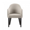 Hillman Modern Wood Vegan Leather and Velvet Armchair in Light Gray Dining Chair 